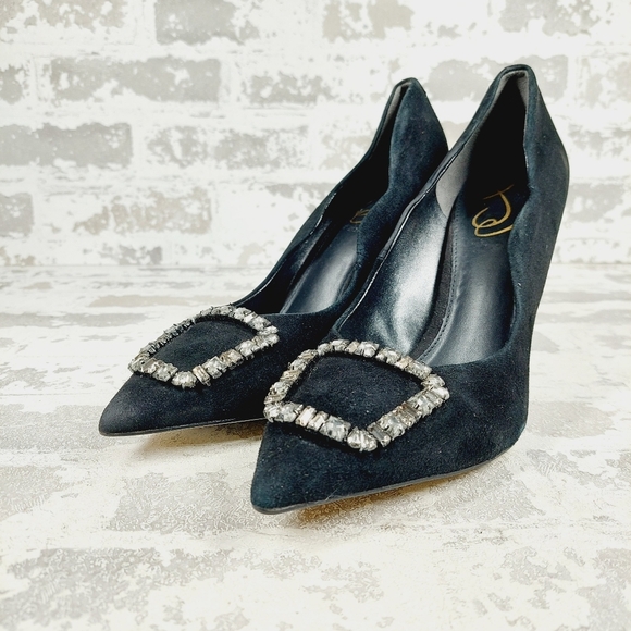 Sam Edelman Harriet Black Suede Pointed Toe Slip On Pumps D43 - Picture 2 of 13